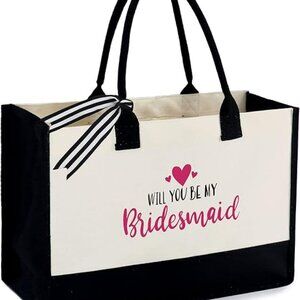 Monogram Initial Canvas Bag with Inner Zipper Pocket Embroidery Personalized Bag
